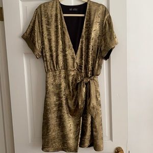 Zara golden wrap dress